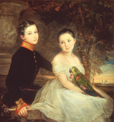 Children with Parrot by Christina Robertson